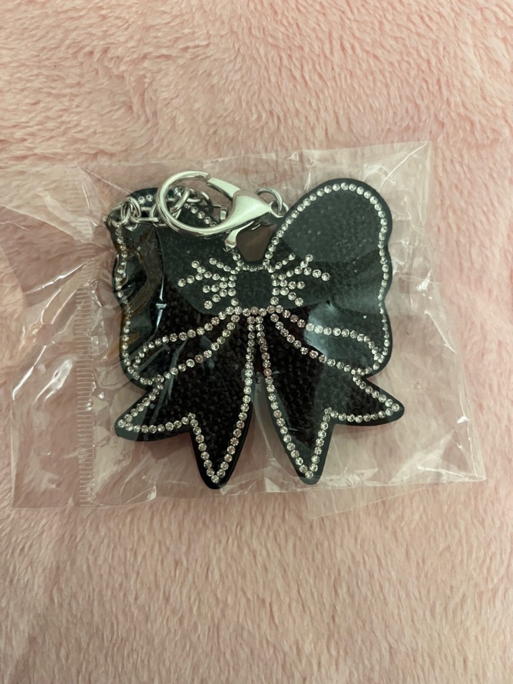 Black Bow Keychain with Rhinestones